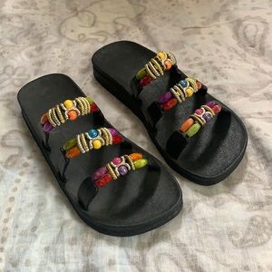 Kristen's Kloset Beaded Colorful Slip On Sandals Size 8